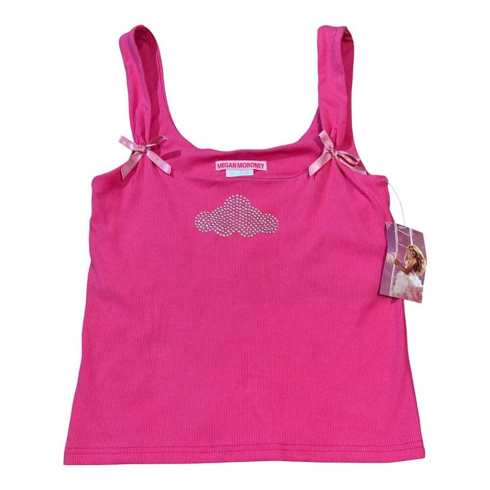 Megan Moroney Tank Top Size XXS Pink Rhinestone Cloud Bows